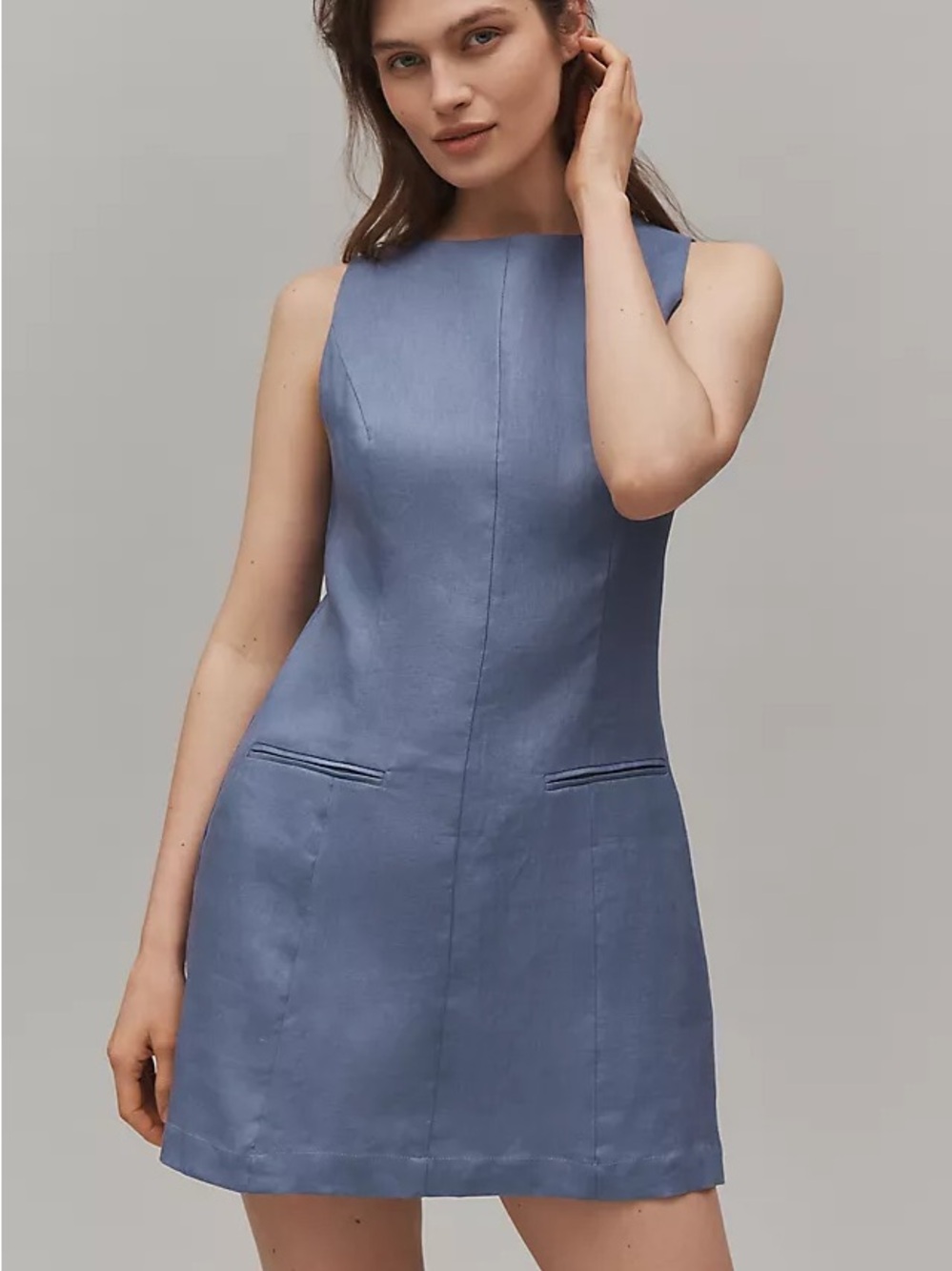 Reformation Citron Blue Linen Mini Dress